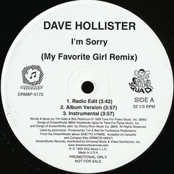Dave Hollister I'm Sorry (My Favorite Girl Remix) / My Favorite Girl Vinyl 12" USED