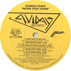 Charlie Coats Never Stop Lovin' Vinyl LP USED