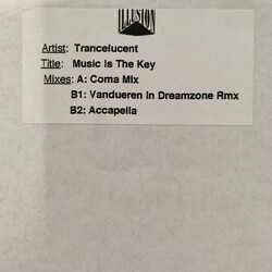 TranceLucent Music Is The Key USED VINYL 12INCH WHITE LABEL PROMO
