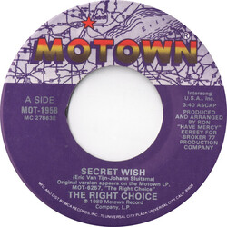 The Right Choice Secret Wish USED VINYL 7INCH SINGLE