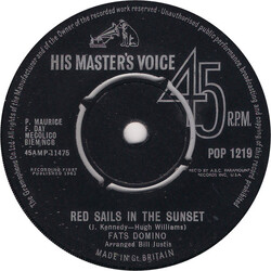 Fats Domino Red Sails In The Sunset USED VINYL 7INCH SINGLE 45 RPM