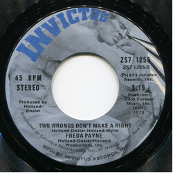 Freda Payne Two Wrongs Don't Make A Right / We've Got To Find A Way Back To Love USED VINYL 7INCH 45 RPM SINGLE STYRENE