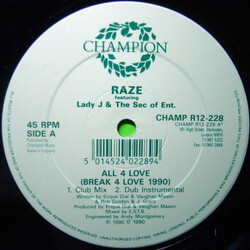 Raze All 4 Love (Break 4 Love 1990) / Raze Megamix USED VINYL 12INCH 45 RPM