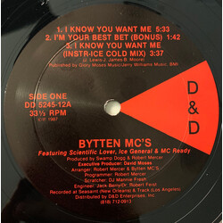 Bytten MC's / Scientific Lover / Ice General / MC Ready I Know You Want Me USED VINYL 12INCH 33 S RPM STEREO