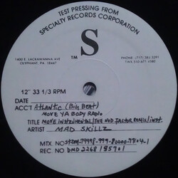 Mad Skillz Move Ya Body / Extra Abstract Skillz USED VINYL 12INCH 33 S RPM TEST PRESSING
