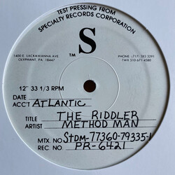 Method Man The Riddler USED VINYL 12INCH 33 S RPM TEST PRESSING