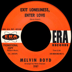 Melvin Boyd Exit Loneliness, Enter Love USED VINYL 7INCH 45 RPM SINGLE PROMO