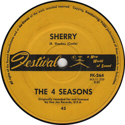The Four Seasons Sherry USED VINYL 7INCH 45 RPM SINGLE