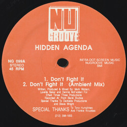 Hidden Agenda (2) Don't Fight It / You Can't  Run USED VINYL 12INCH 45 RPM 33 S RPM