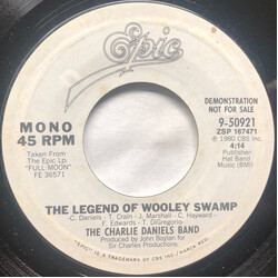 The Charlie Daniels Band The Legend Of Wooley Swamp USED VINYL 7INCH 45 RPM PROMO STEREO MONO