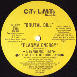 Brutal Bill Plasma Energy USED VINYL 12INCH 33 S RPM