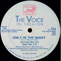 The Voice In Fashion Only In The Night USED VINYL 12INCH 33 S RPM