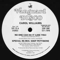 Carol Williams No One Can Do It (Like You) (Special Re-Mix: Shep Pettibone) USED VINYL 12INCH 33 S RPM PROMO