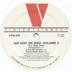 Red Alert Hip Hop On Wax Volume 2 USED VINYL 12INCH 33 S RPM