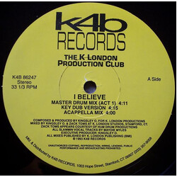 K London Production Club I Believe USED VINYL 12INCH 33 S RPM