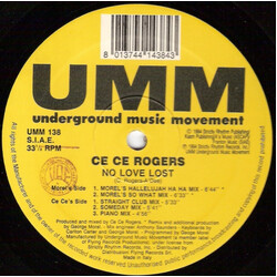Ce Ce Rogers No Love Lost USED VINYL 12INCH 33 S RPM