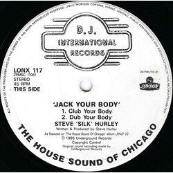 Steve "Silk" Hurley Jack Your Body USED VINYL 12INCH 45 RPM SINGLE STEREO