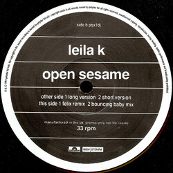Leila K Open Sesame USED VINYL 12INCH 33 S RPM PROMO