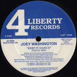 Joey Washington Keep It Dance USED VINYL 12INCH 33 S RPM