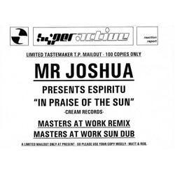 Mr. Joshua / Espiritu In Praise Of The Sun USED VINYL 12INCH 33 S RPM LIMITED EDITION TEST PRESSING WHITE LABEL