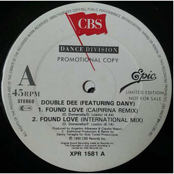 Double Dee Found Love USED VINYL 12INCH 45 RPM LIMITED EDITION PROMO