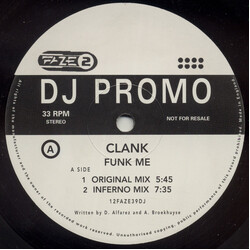 Clank Funk Me USED VINYL 12INCH PROMO 33 S RPM