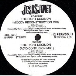 Jesus Jones The Right Decision USED VINYL 12INCH 45 RPM