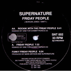 Supernature (2) Friday People USED VINYL 12INCH 33 S RPM PROMO