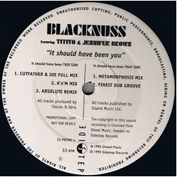 Blacknuss / Titiyo / Jennifer Brown It Should Have Been You USED VINYL 12INCH 33 S RPM PROMO