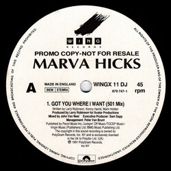 Marva Hicks I Got You Where I Want USED VINYL 12INCH 45 RPM PROMO STEREO
