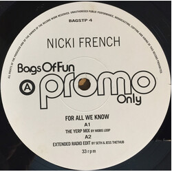 Nicki French For All We Know USED VINYL 12INCH PROMO 33 S RPM