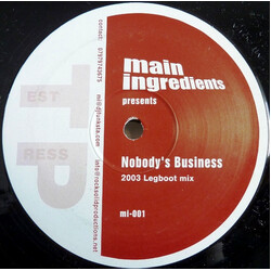 Main Ingredients (2) Nobody's Business USED VINYL 12INCH 33 S RPM SINGLE SIDED TEST PRESSING