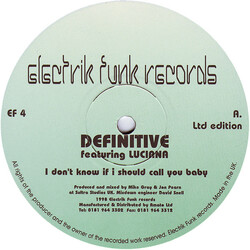 Definitive / Luciana I Don't Know If I Should Call You Baby USED VINYL 12INCH 45 RPM LIMITED EDITION