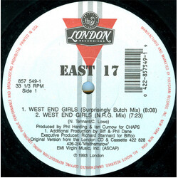 East 17 West End Girls USED VINYL 12INCH 33 S RPM