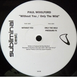 Paul Woolford Without You / Only The Wild USED VINYL 12INCH 33 S RPM TEST PRESSING