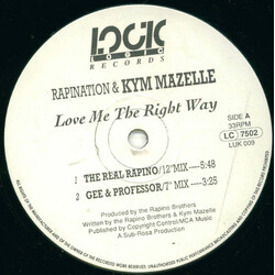 The Rapino Brothers / Kym Mazelle Love Me The Right Way USED VINYL 12INCH 33 S RPM