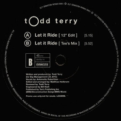 Todd Terry Let It Ride USED VINYL 12INCH PROMO 45 RPM