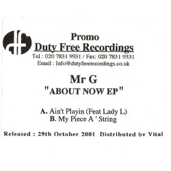 Mr. G About Now EP USED VINYL 12INCH EP WHITE LABEL PROMO