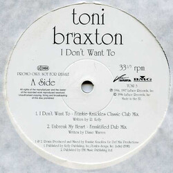 Toni Braxton I Don't Want To USED VINYL 12INCH 33 S RPM PROMO