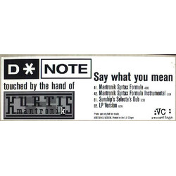 D*Note Say What You Mean USED VINYL 12INCH PROMO