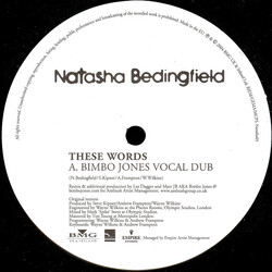 Natasha Bedingfield These Words (Bimbo Jones Mixes) USED VINYL 12INCH PROMO