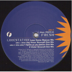 Lovestation Love Come Rescue Me (Victor Simonelli & Splice Of Life Mixes) USED VINYL 12INCH 33 S RPM