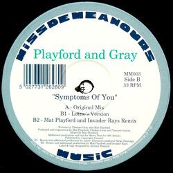 Mat Playford / Tom Gray (4) Symptoms Of You USED VINYL 12INCH 33 S RPM