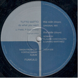 Tutto Matto Do What You Want USED VINYL 12INCH