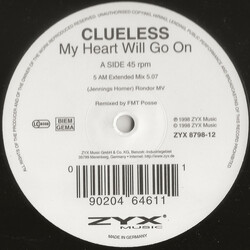 Clueless My Heart Will Go On USED VINYL 12INCH 33 S RPM 45 RPM