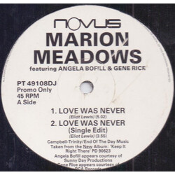 Marion Meadows Love Was Never USED VINYL 12INCH 45 RPM PROMO