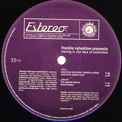 Frankie Valentine Staring In The Face Of Extinction USED VINYL 12INCH 33 S RPM