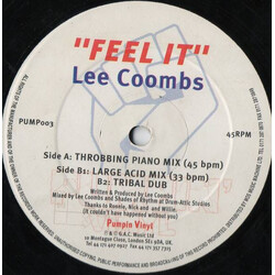 Lee Coombs Feel It USED VINYL 12INCH 45 RPM 33 S RPM