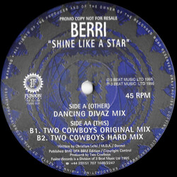 BERRi Shine Like A Star USED VINYL 12INCH 45 RPM PROMO