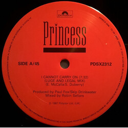 Princess I Cannot Carry On USED VINYL 12INCH 45 RPM MAXI-SINGLE